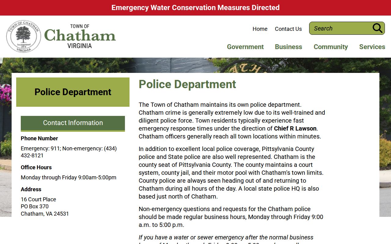 Chatham criminal history police department records page