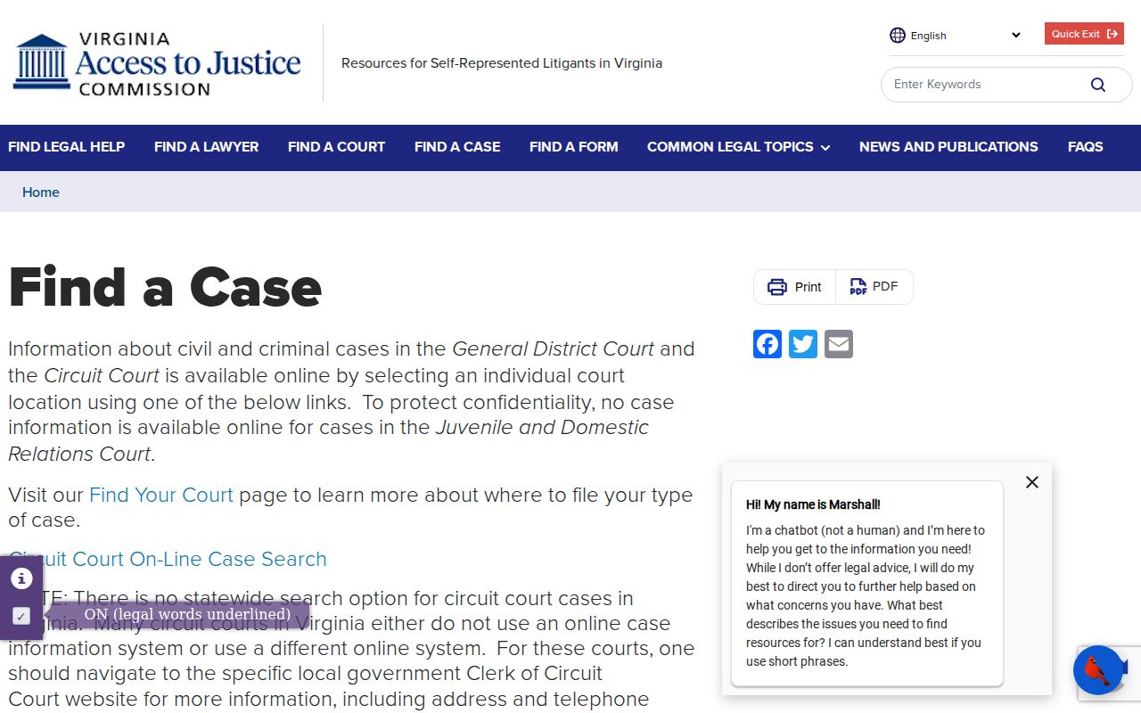 Official guidance for Pittsylvania County criminal court case searches