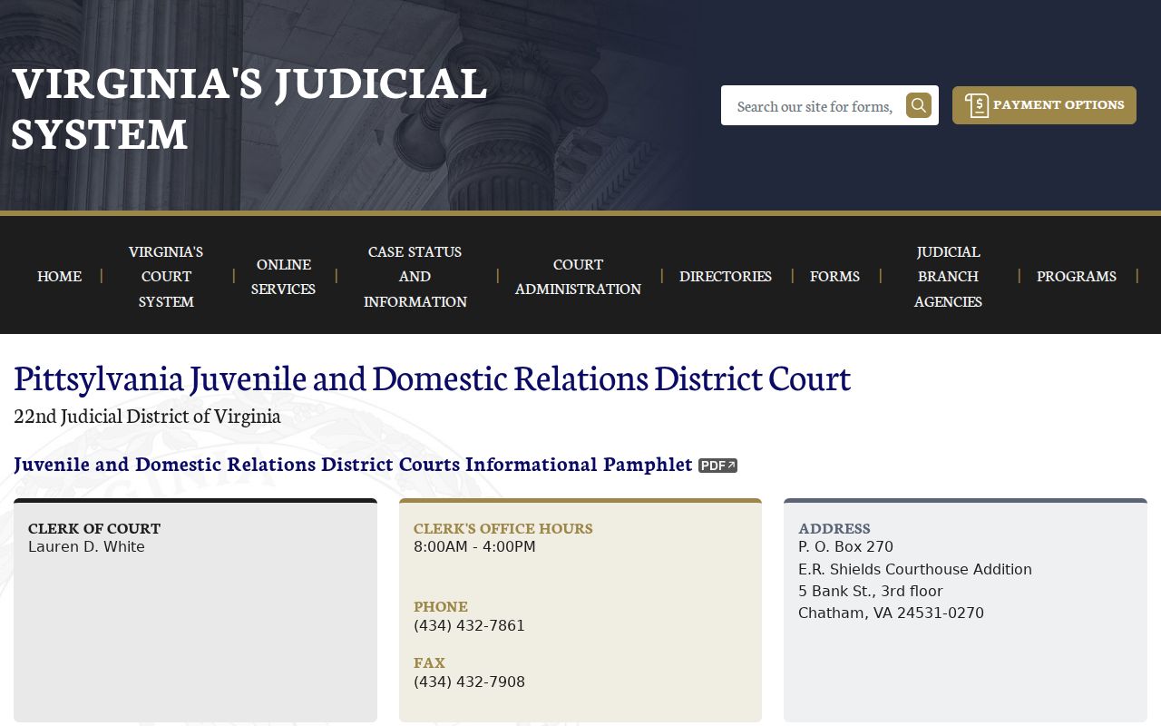 Pittsylvania County juvenile criminal court access information