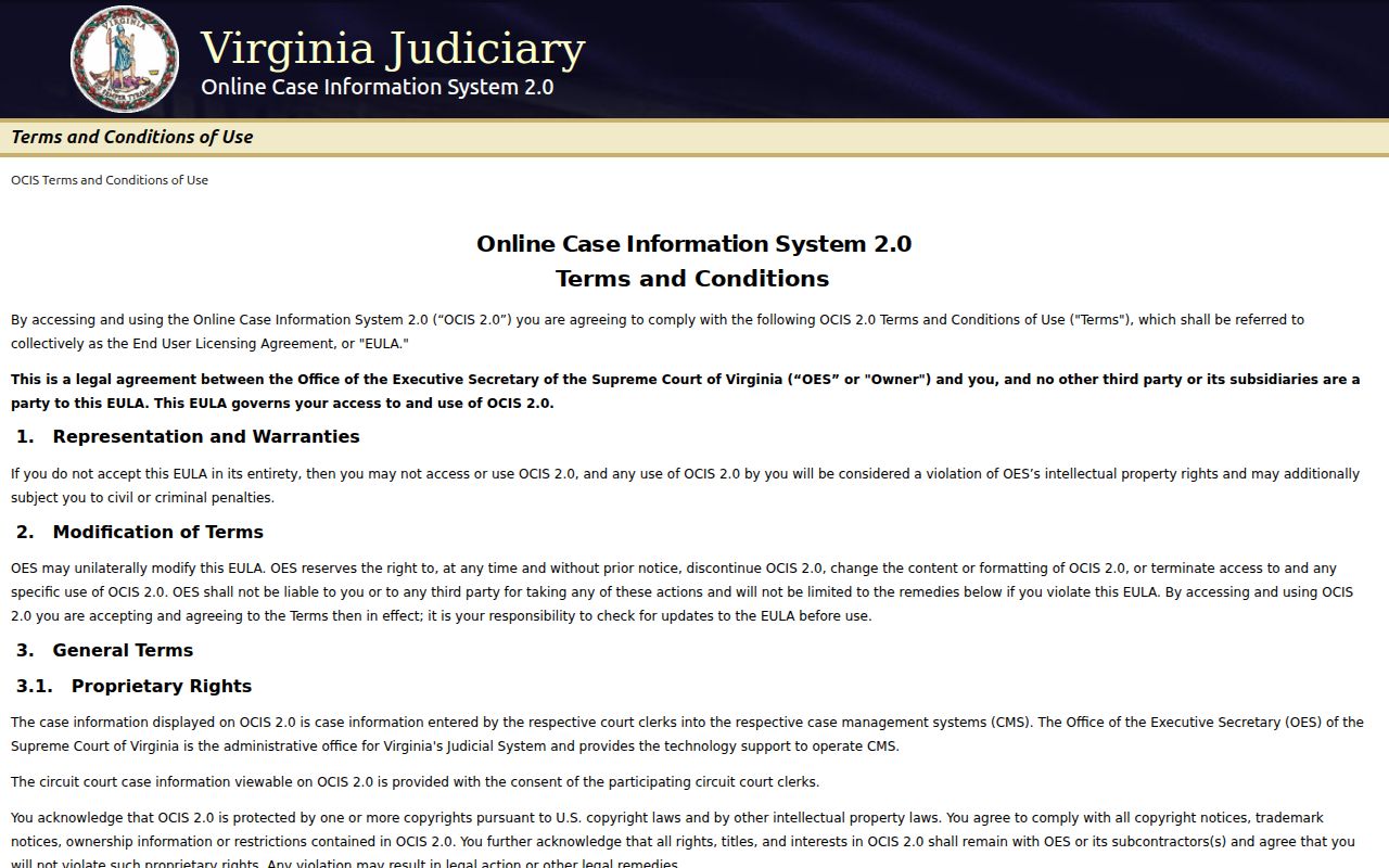 Virginia OCIS search for Pittsylvania County criminal court cases